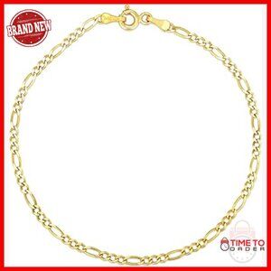 10k Yellow Gold Figaro Chain Bracelet Anklet 2mm Lobster Clasp